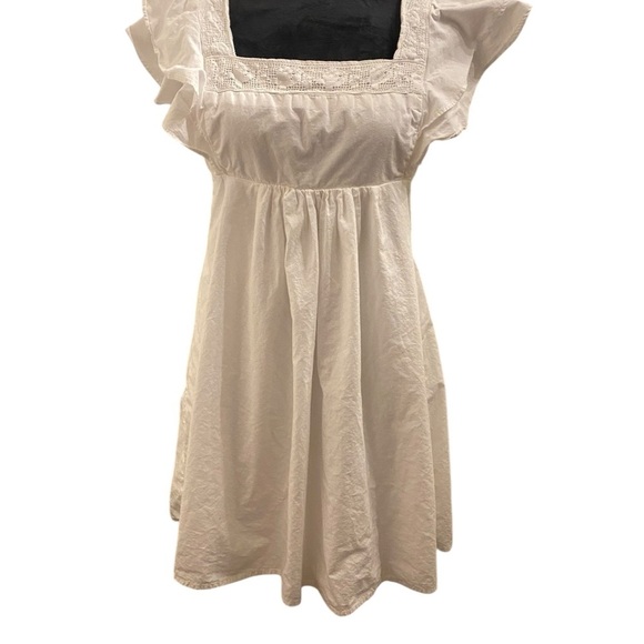 Urban Outfitters Baby Doll Casual White Mini Dress w/Ruffle Sleeves SZ M - Picture 5 of 14